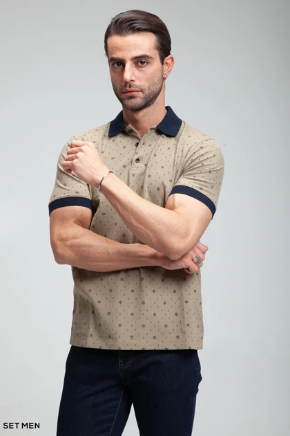 تیشرت یقه دارطرح دار