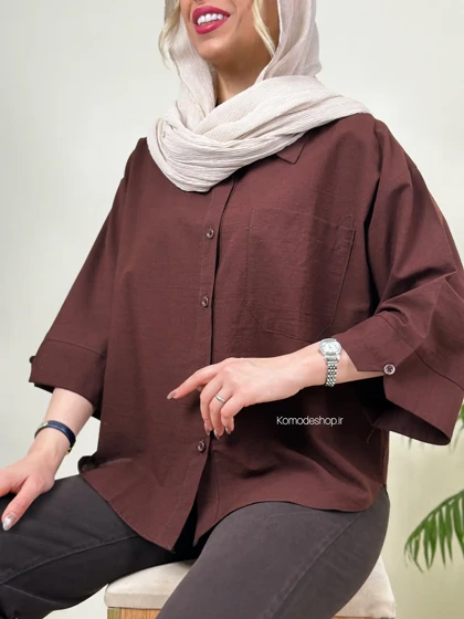 شومیز باکسی لینن زنانه نیکا
