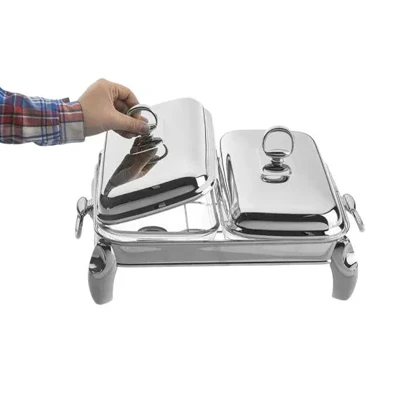 سوفله 2 قلو استیل نقره ای مدل پافیلی