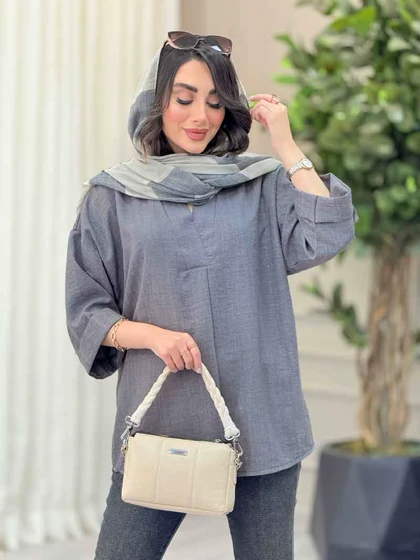 مانتو یقه ایستاده جلو بسته