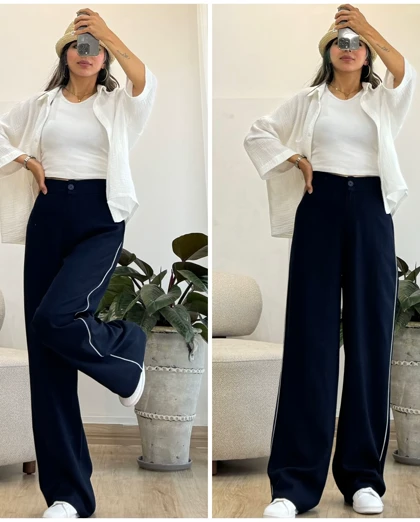 شلوار لینن بغل خط‌دار نیاک