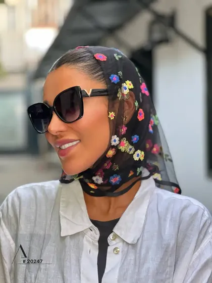 مینی اسکارف توری گل رنگی