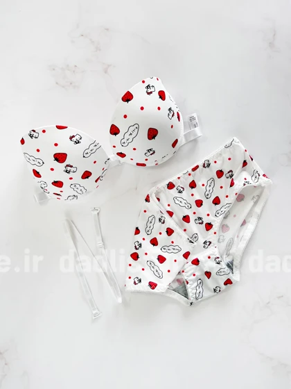 ست شورت و سوتین جلو باز شو اسفنجی فنر دار پوش آپدار فانتزی کیتی