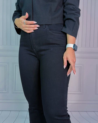 خرید شلوار جین بوتکات مشکی زنانه Women's Black Bootcut Jeans کد 800161