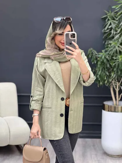 مانتو کتی دو دکمه جیب نما