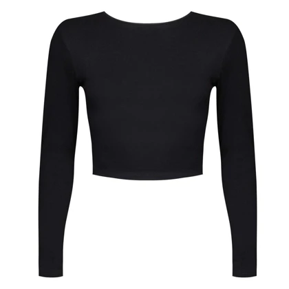 کراپ تاپ آستین بلند زنانه مشکی 4423-437