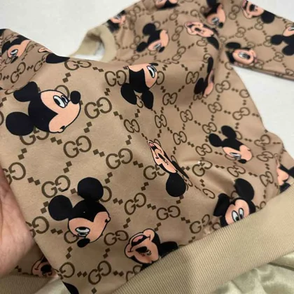 بلوز شلوار بچه گانه مخمل میکی قهوه ای