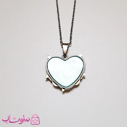 گردنبند زنانه مدل قلب آبی روشن سیم خاردار کد 55
