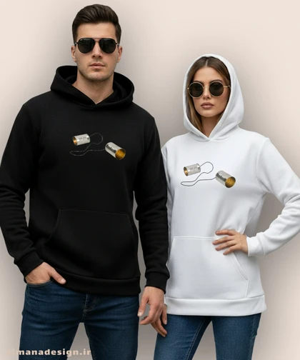 هودی مردانه و زنانه نوستالژی طرح تلفن قوطی