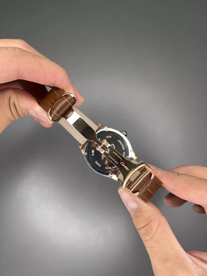 ساعت مچی کارتیه صفحه اسکلتون بند چرمی قهوه ای Cartier