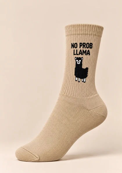 جوراب ساق بلند طرح لاما No Prob Llama