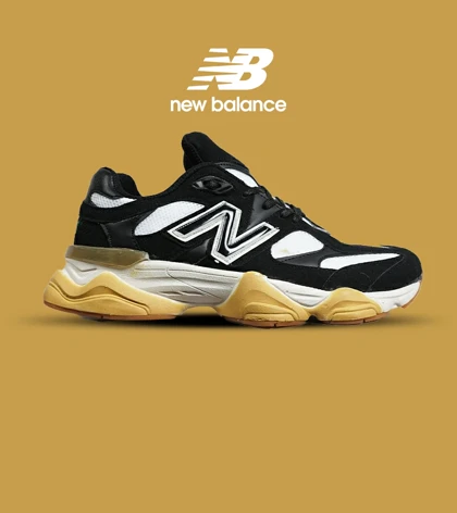 کفش کتانی مردانه و زنانه مشکی سفید خردلی NEW BALANCE 9060 مدل 6910