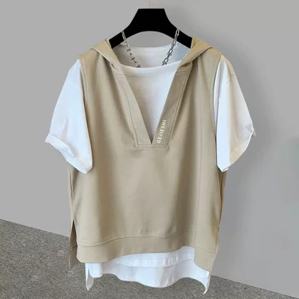 تیشرت کللاه دار دوتیکه چسبیده