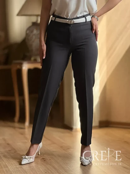 شلوار کرپ کلاسیک جلوزیپ قد 100