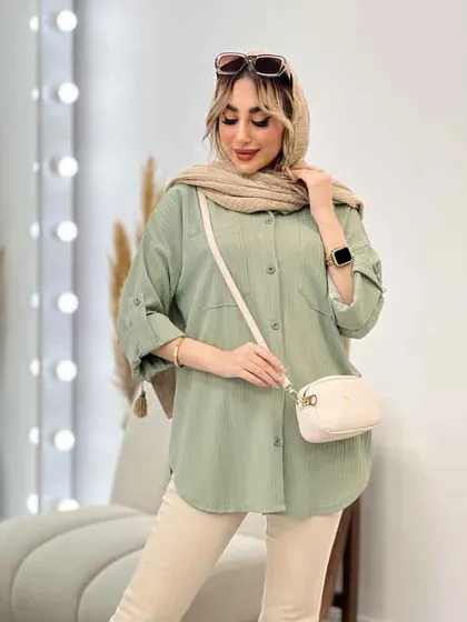 شومیز کراش دو جیب جلو دکمه