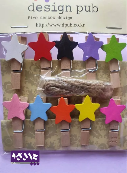 گیره چوبی ستاره رنگی