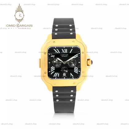 ساعت مچی کارتیه کورنوگراف بند رابر مشکی قاب طلایی Cariter