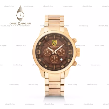 ساعت مچی پورشه دیزاین کورنوگراف بند رزگلد صفحه شکلاتی Porsche Design