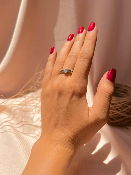 انگشتر نگینی دو ردیفه ژوپینگ