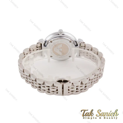 ساعت امپریو آرمانی زنانه نقره ای صفحه سفید ایندکس نگین Armani-5590-L