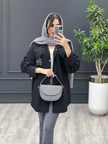مانتو جیب نوشته پشت دکمه