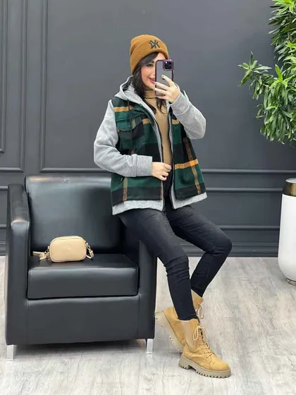 شکت چهارخونه ترکیبی دو جیب پاکتی