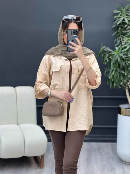 شومیز آستین پاگن سر جیب چاک