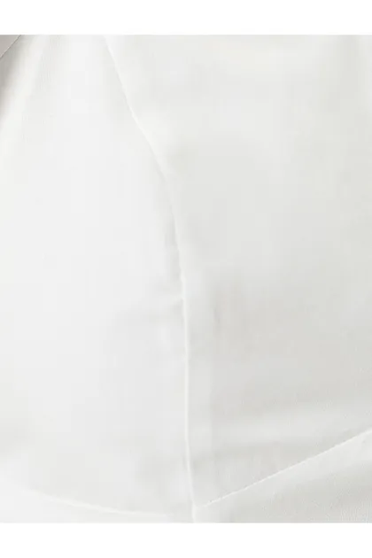 بلوز رافل کراپ یقه دلبند آستین بلند و باریک مناسب 4SAL60029IW