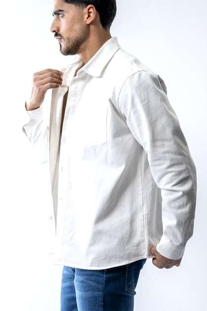 پیراهن آستین بلند برش‌دار کتان مردانه