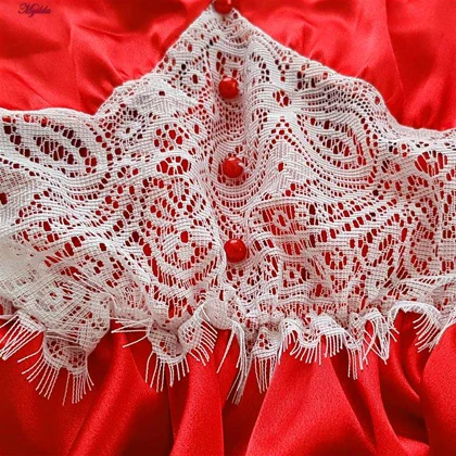لباس خواب فانتزی زنانه لورنزا قرمز 4437-2072 به همراه کش مو