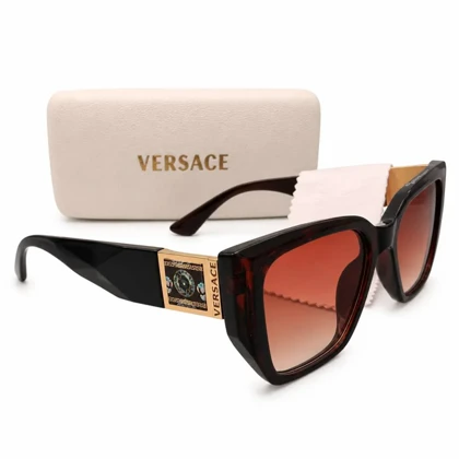 عینک آفتابی زنانه ورساچه versace قهوه‌ای با لنز گرادیانت
