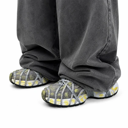 کفش کتانی مردانه مدل بالنسیاگا اسپایدر کاستوم طوسی زرد BALENCIAGA SPIDE
