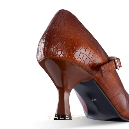 کفش پاشنه‌دار زنانه چرم یلسان مدل اولویا کد 603-PRM