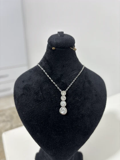 گردنبند نقره زنانه نگین گرد 969