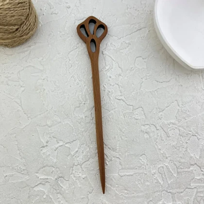 کانزاشی مو زنانه چوبی طرح گل مدل فلورا