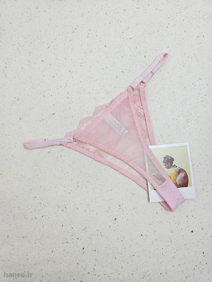 ست بند جوراب و شورت و سوتین توری ژینا Jina فنردار صورتی