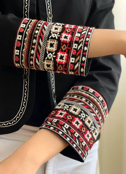 کت کتان گلدوزی شده کد 2491