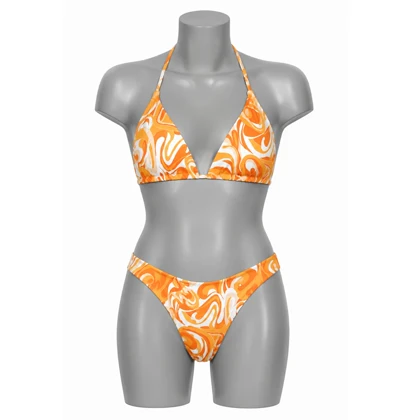ست بیکینی زنانه مدل Sunset Flower-5C0369 نارنجی
