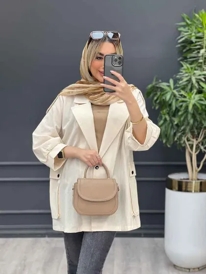 مانتو لینن پشت دکمه سرشانه پاگن