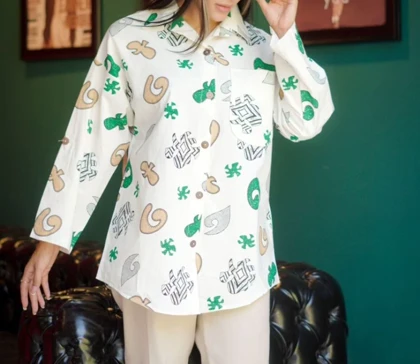 مانتو زنانه لینن طرح دار