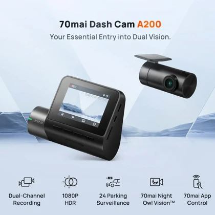 دوربین فیلم برداری خودروی سونتی می مدل 70mai dash cam A200 set دوربین جلو به همراه دوربین عقب