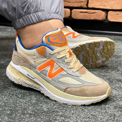 کتانی اسپرت مردانه مدل نیوبالانس 990 کرم نارنجی کد 1895