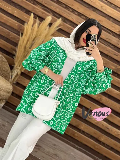 مانتو کتی طرح دار آستین کش
