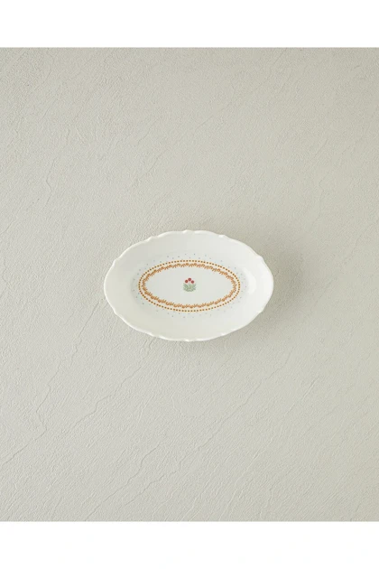 بشقاب قایقی English Home مدل Retro Rosy Bone China - سفید - نارنجی