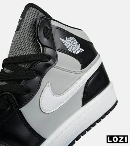 کفش کتانی مردانه و زنانه ساق‌دار طوسی مشکی NIKE jordan 1 مدل 8676
