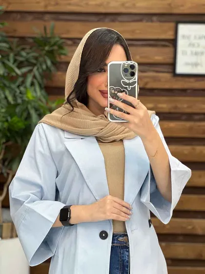 مانتو لینن دو دکمه کمر کش