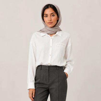 شومیز ساتن جیب نما