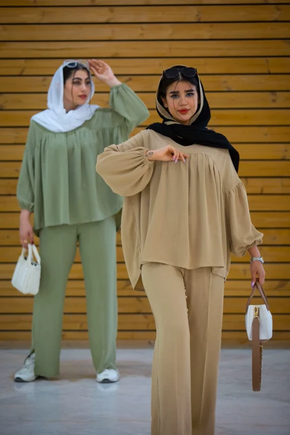 مانتو شلوار کنفی کراش چین‌دار