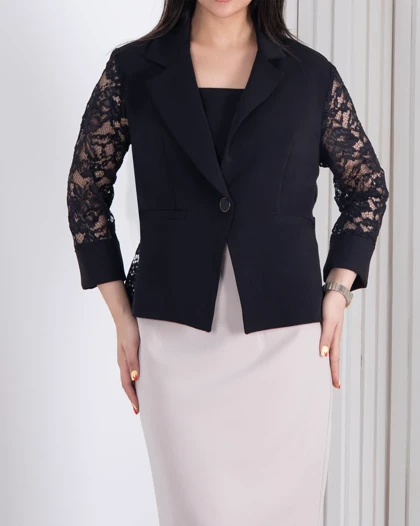 کت مجلسی زنونه خرجکار دانتل تک دکمه TAFFETA