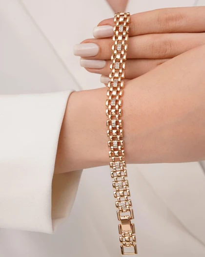 دستبند رولکس 10 میل نگین‌دار ژوپینگ